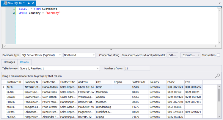 The Sql Editor tab