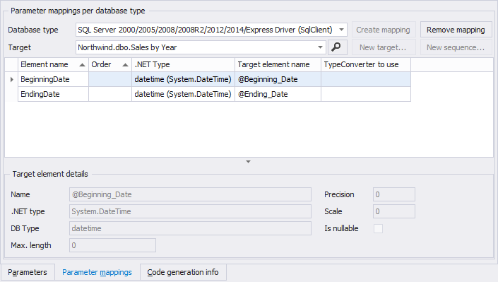 SPCall Mappings Tab