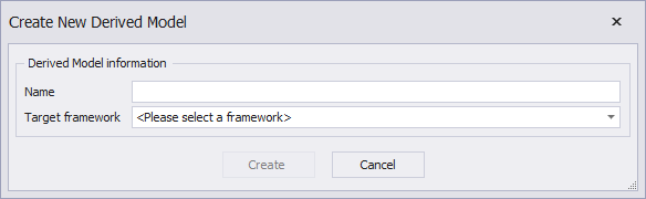 Create New Derived Model dialog